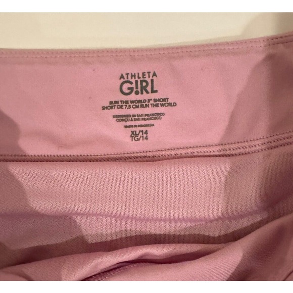 ATHLETA GIRL RUN THE WORLD 3" SHORTS IN FREE SPIRIT QUARTZ PINK SIZE XL 14 - Picture 3 of 5